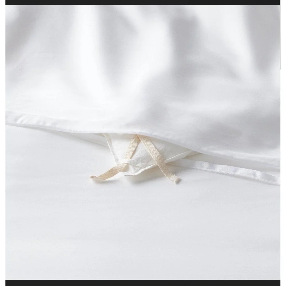 Threshold TENCEL Duvet Cover Sham Set Full/Queen White Cooling Satin 320TC NWT